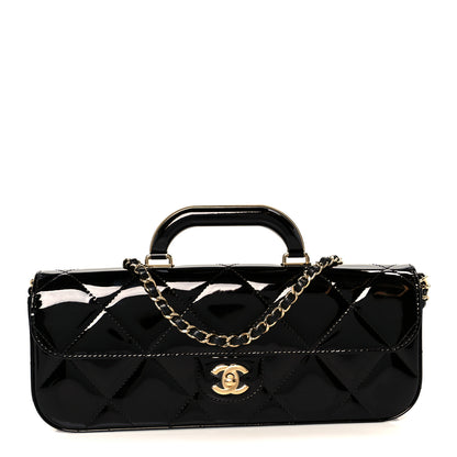 Chanel Metallic Mirror Calfskin Large Top Handle Clutch With Chain  Black 1 of 12