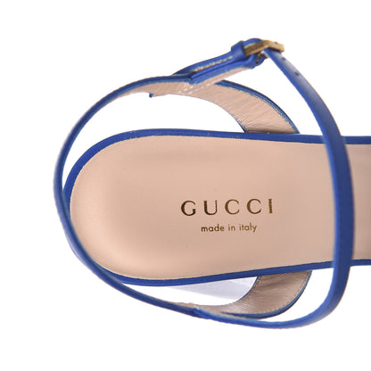 Gucci Calfskin GG Marmont Ankle Wrap 30/115mm Platform Sandals 37.5 Bright Blue 7 of 9