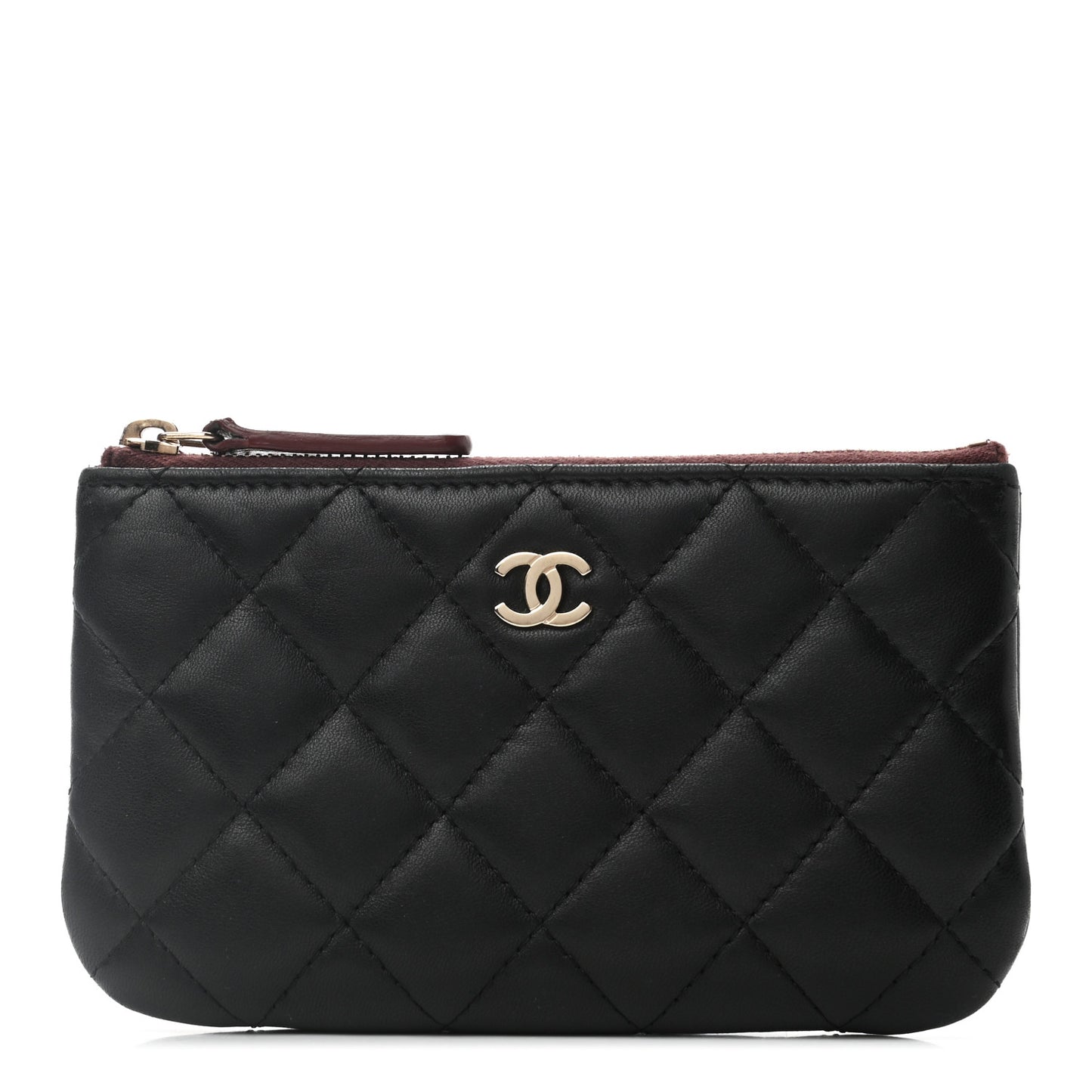 Lambskin Quilted Small Cosmetic Case Black