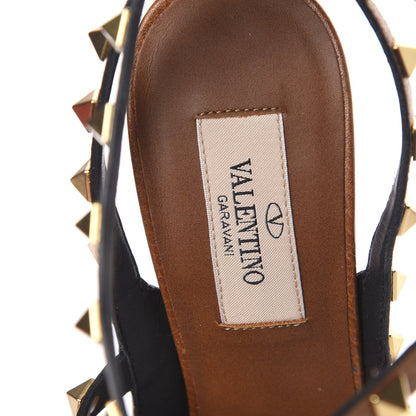 Valentino Garavani Pebbled Calfskin Rockstud Ankle Strap 100mm Pumps 37.5 Cuoio 6 of 9