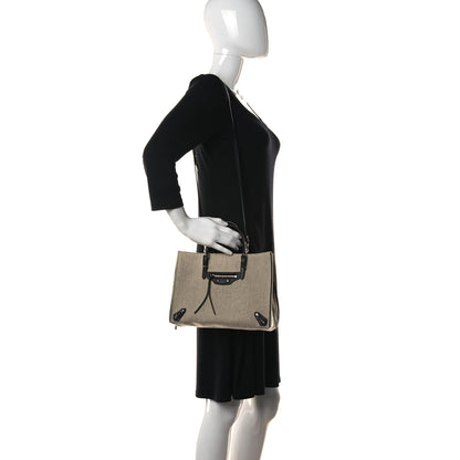 Balenciaga Canvas Papier A6 Zip Around Tote Beige Black 2 of 9