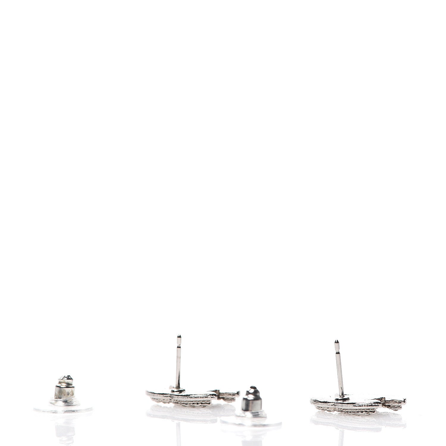 Chanel Crystal Mini Timeless CC Earrings Silver 3 of 5