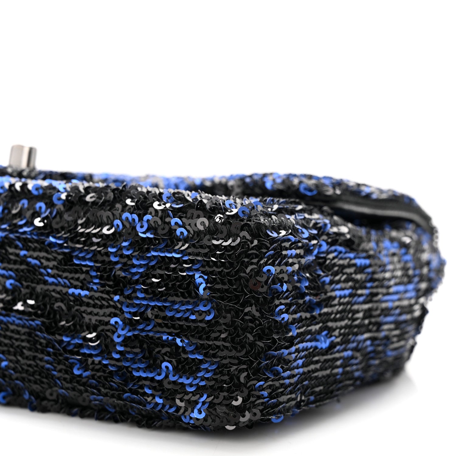 Chanel Sequin Logo Mini Rectangular Flap Black Blue 10 of 11