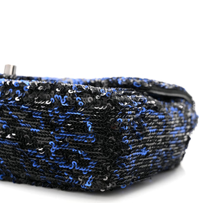 Chanel Sequin Logo Mini Rectangular Flap Black Blue 10 of 11