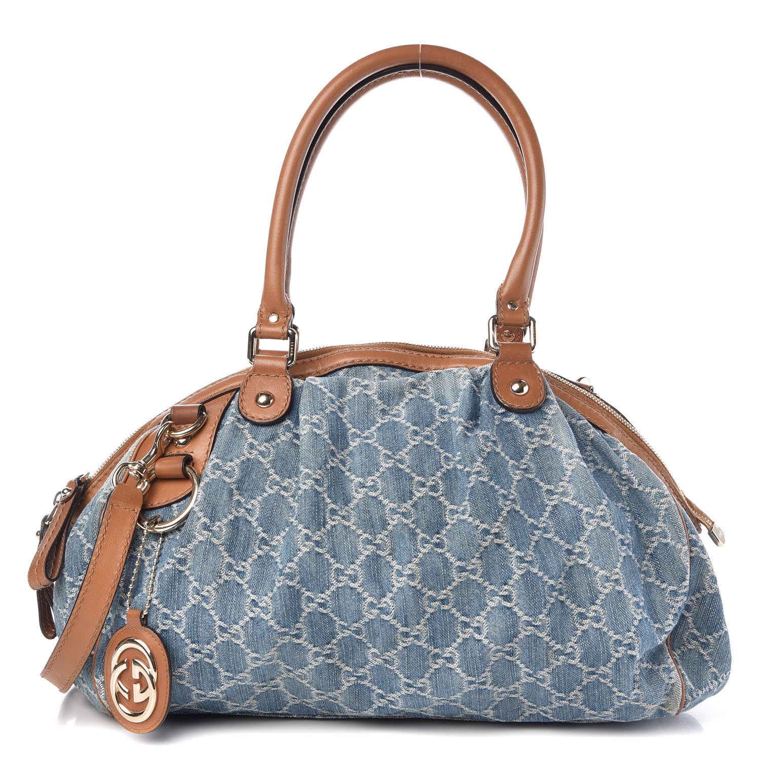 Gucci Denim Monogram Medium Sukey Boston 1 of 10