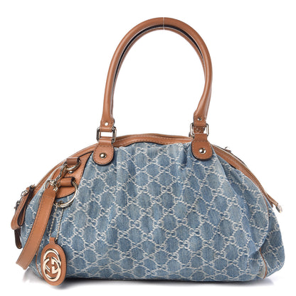 Gucci Denim Monogram Medium Sukey Boston 1 of 10