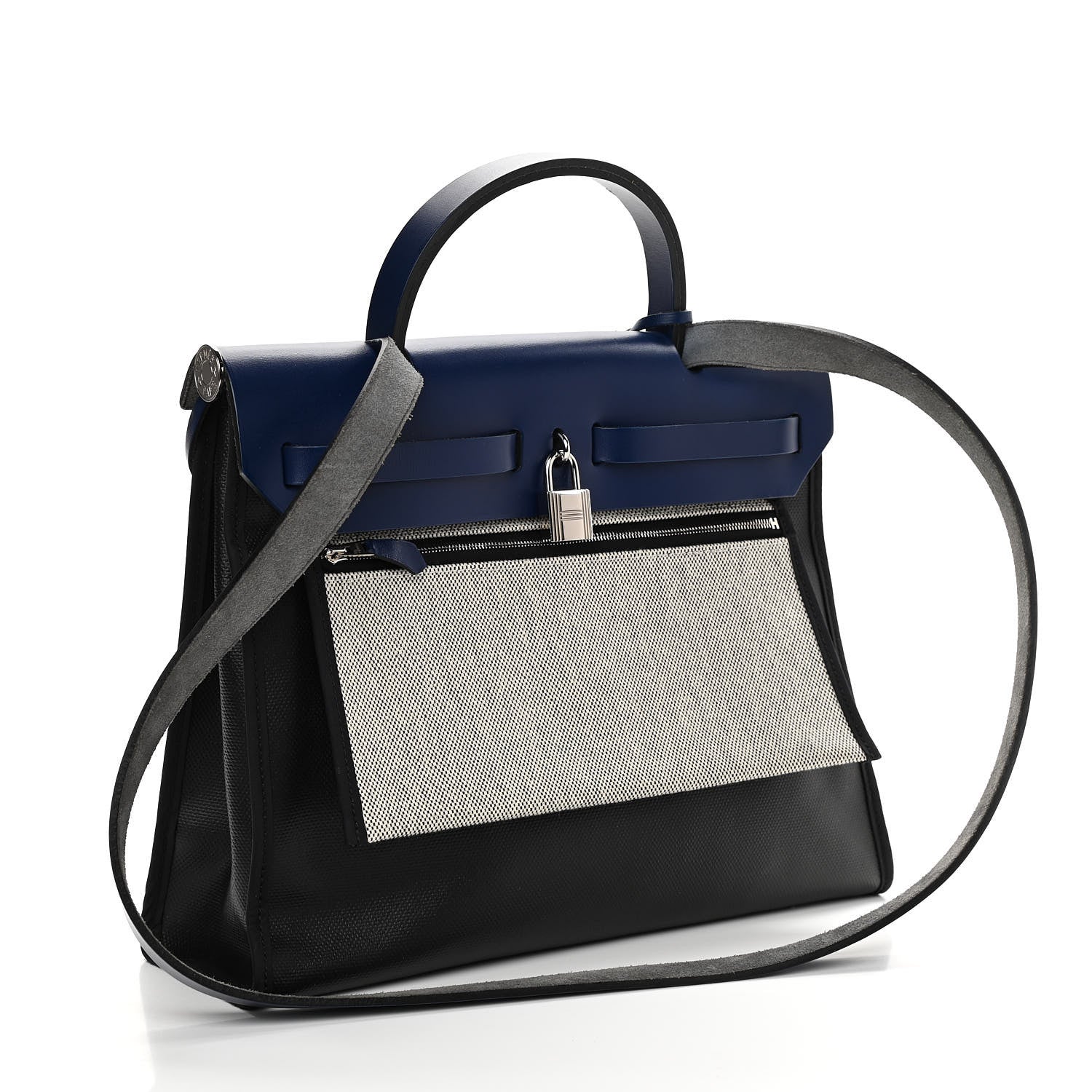 Hermes Toile H Berline Vache Hunter Herbag Zip PM 31 Bleu Encre Black 4 of 11