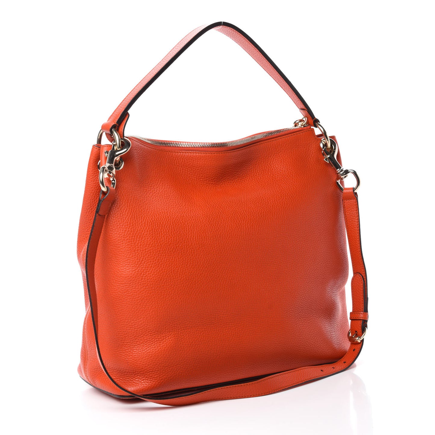 Pebbled Calfskin Large Soho Hobo Sun Orange