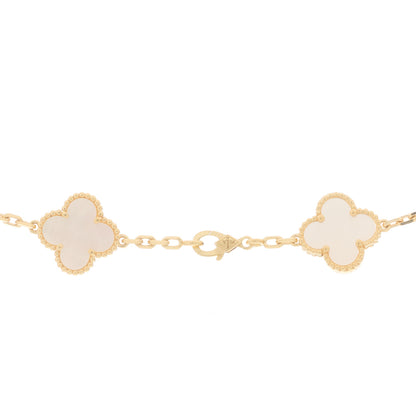 Van Cleef & Arpels 18K Yellow Gold Mother of Pearl 10 Motifs Vintage Alhambra Necklace 4 of 6