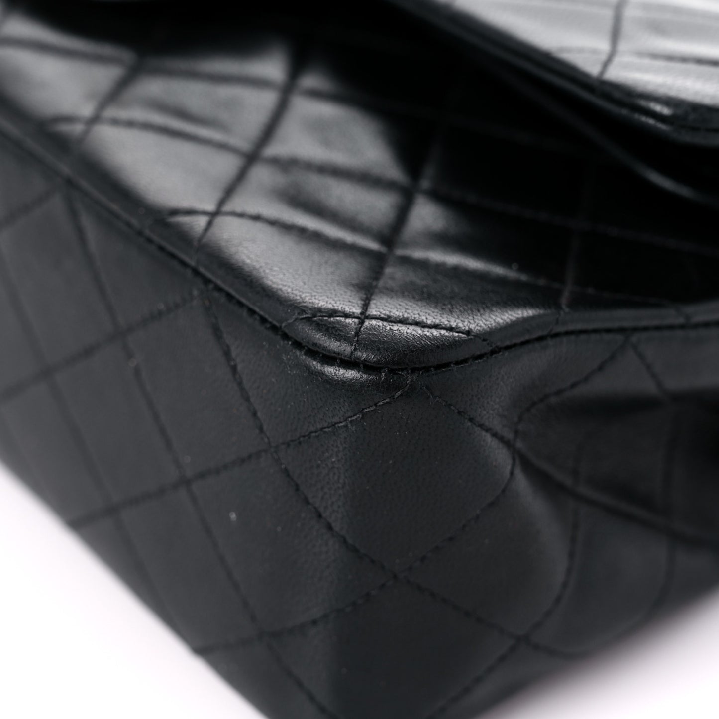 Lambskin Quilted Medium Double Flap Black