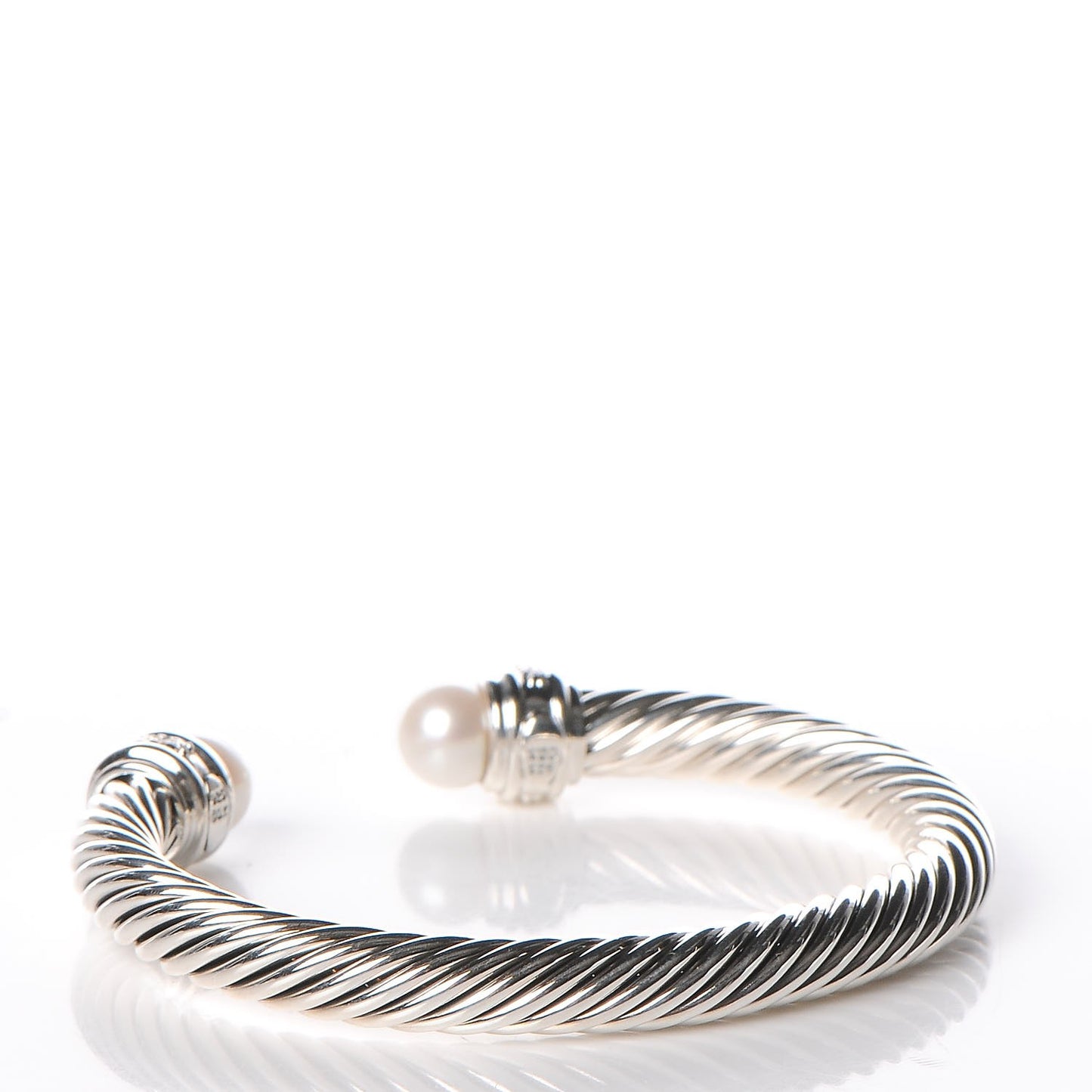 Sterling Silver Diamond Pearl 7mm Cable Classics Bracelet