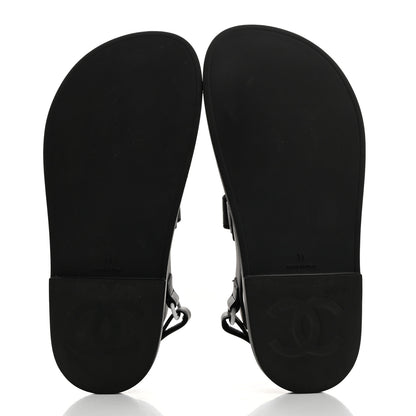 Chanel Rubber CC Dad Sandals 35 Black 5 of 8