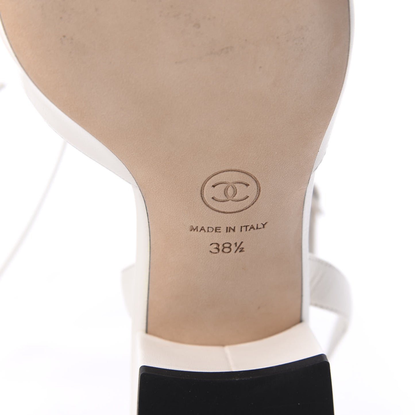 Lambskin Cap Toe CC Slingback Sandals 38.5 White Black