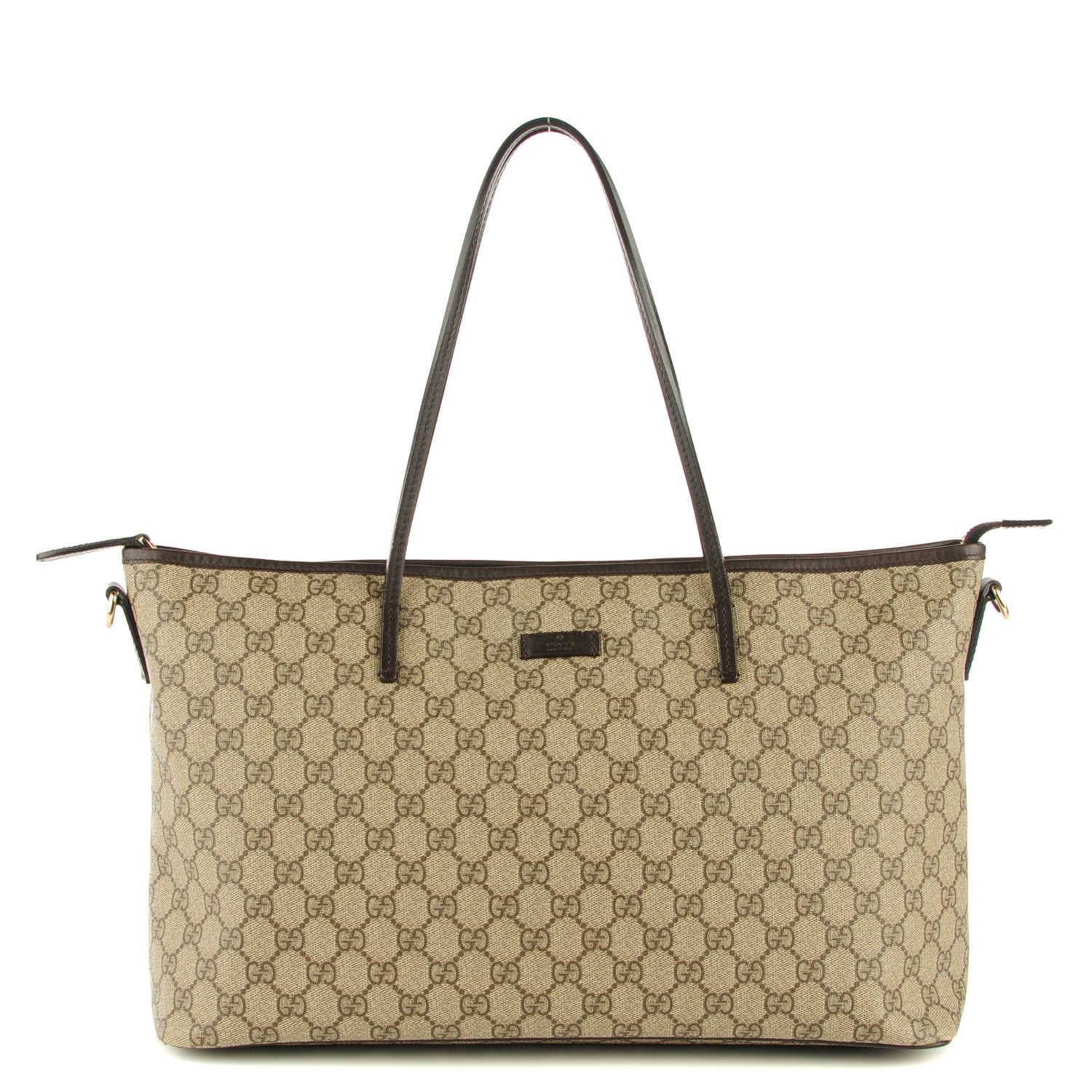 Gucci GG Supreme Monogram Medium Zippered Tote Dark Brown 1 of 8