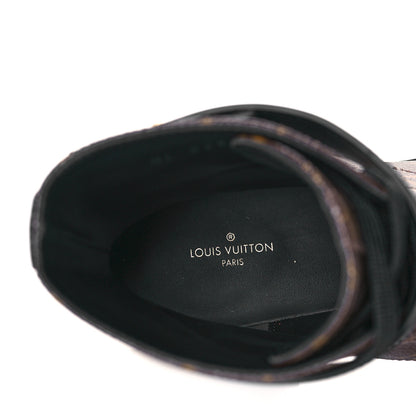 Louis Vuitton Calfskin Monogram Wonderland Flat Ranger Boots 39 Black 7 of 9