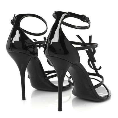 Saint Laurent Patent Cassandra 100 Ankle Strap Sandals 40.5 Black 5 of 10