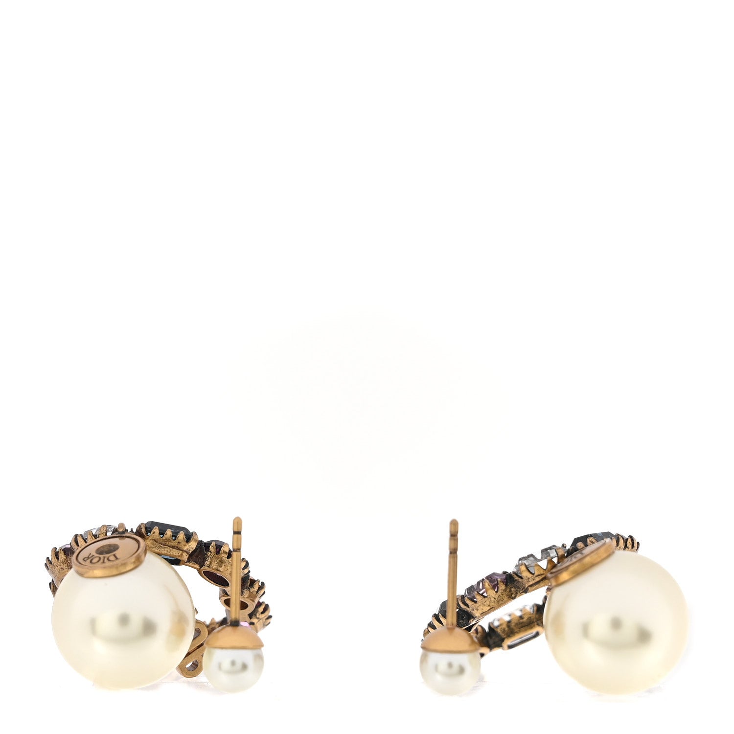 Christian Dior Pearl Crystal J'adior Tribal Earrings Gold Multicolor 3 of 4