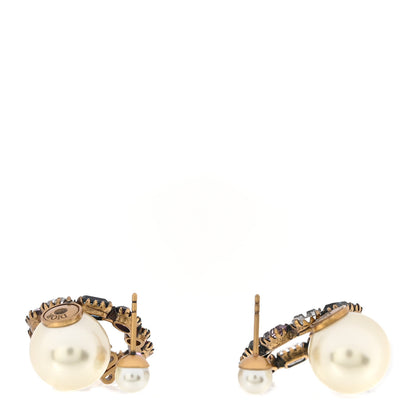 Christian Dior Pearl Crystal J'adior Tribal Earrings Gold Multicolor 3 of 4