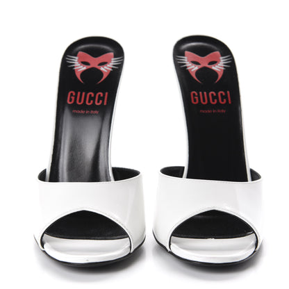 Gucci Polished Calfskin Scarlet High Heel Slide Sandals 40.5 Great White 2 of 10
