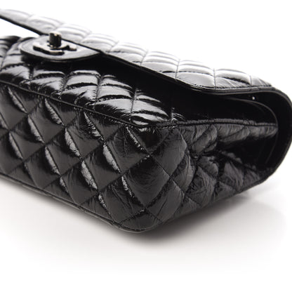 Chanel Shiny Crumpled Calfskin Quilted Medium Double Flap So Black 7 of 11