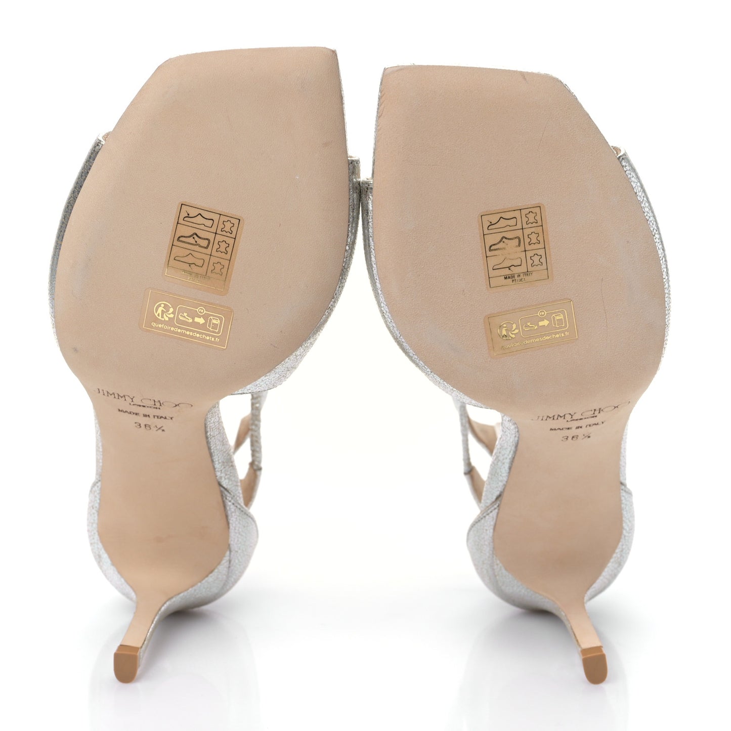 Glitter Calfskin Azia 75 Strap Sandals 36.5 Champagne