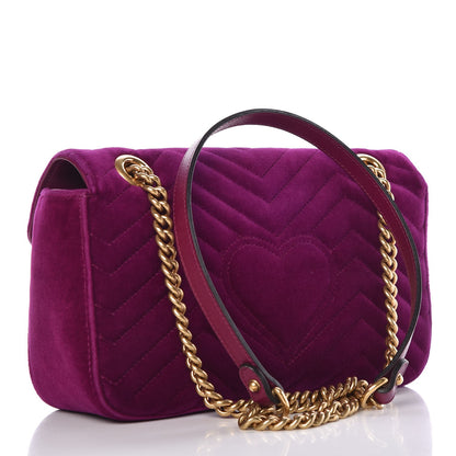 Gucci Velvet Matelasse Small GG Marmont Shoulder Bag Fuchsia Violet Cyclamen 3 of 12