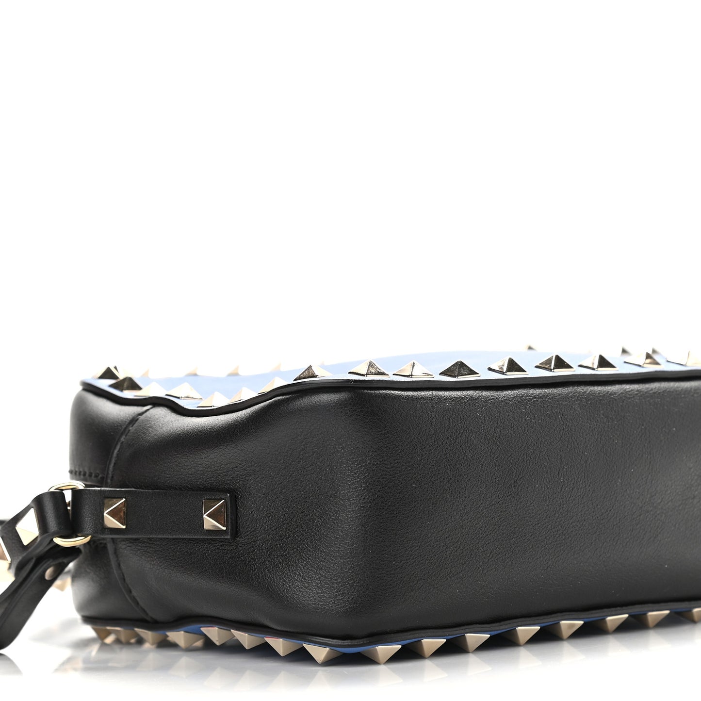 Calfskin Rockstud Camera Crossbody Bag Blue Black