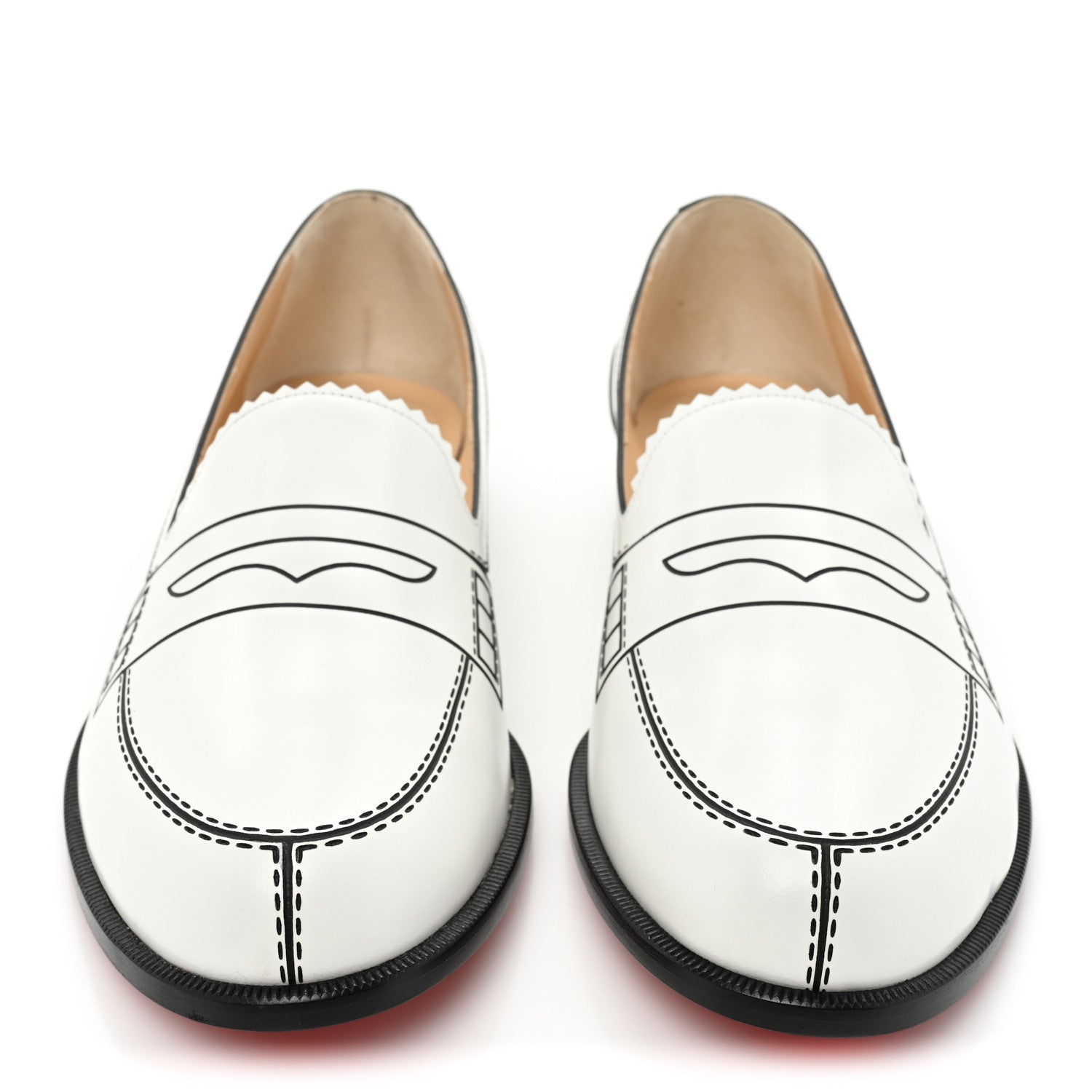 Christian Louboutin Calfskin Women Mocalaureat Tromp L'oeil Loafers 39 White 2 of 11