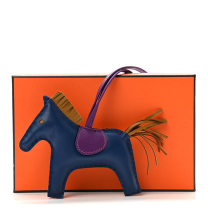 Hermes Milo Lambskin Grigri Rodeo Horse Bag Charm MM Bleu de Malte Kraft Violet 5 of 5