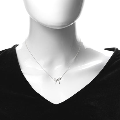 Tiffany Sterling Silver Small Bow Pendant Necklace 2 of 5