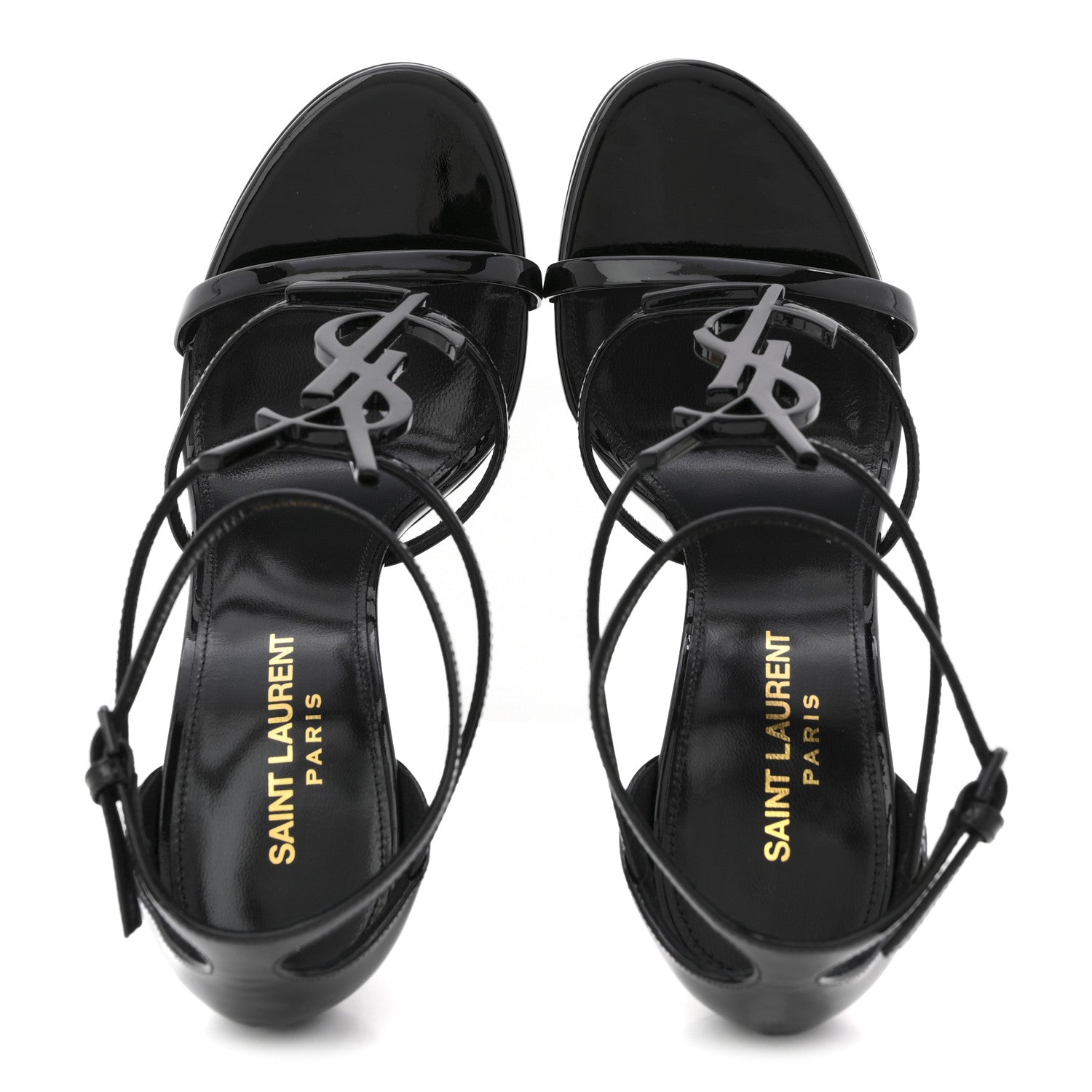 Saint Laurent Patent Cassandra 100 Sandals 38 Black 2 of 10