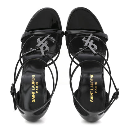 Saint Laurent Patent Cassandra 100 Sandals 38 Black 2 of 10