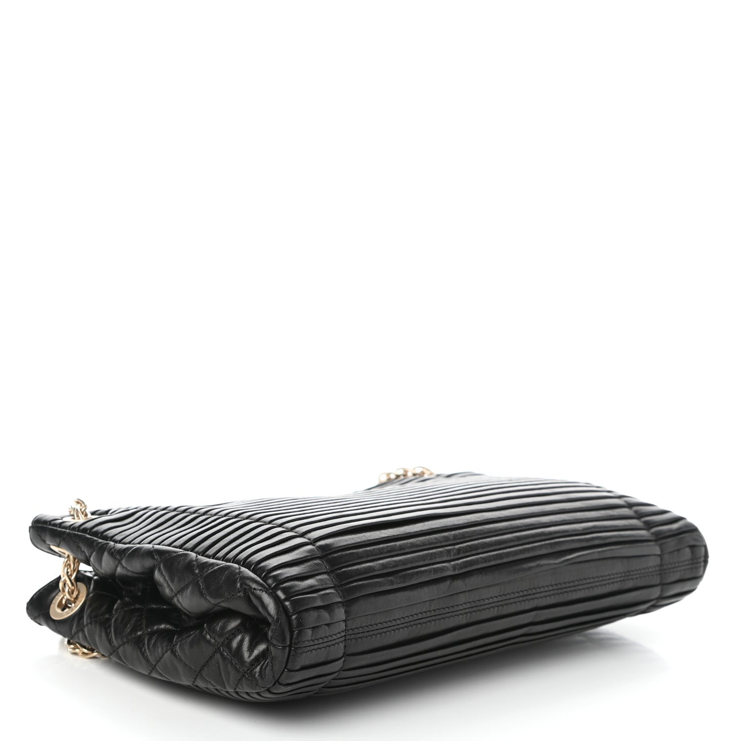 Lambskin Pleated Shoulder Bag Black