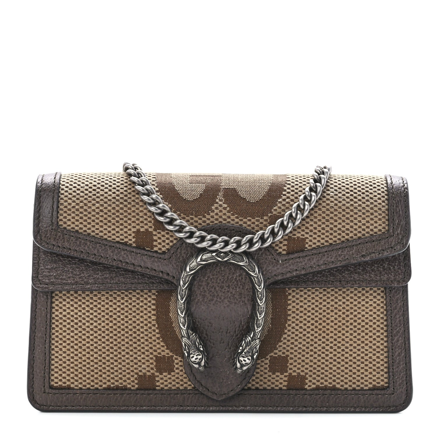 Gucci Monogram Jumbo GG Textured Dollar Calfskin Super Mini Dionysus Shoulder Bag Camel Ebony New Acero 1 of 11