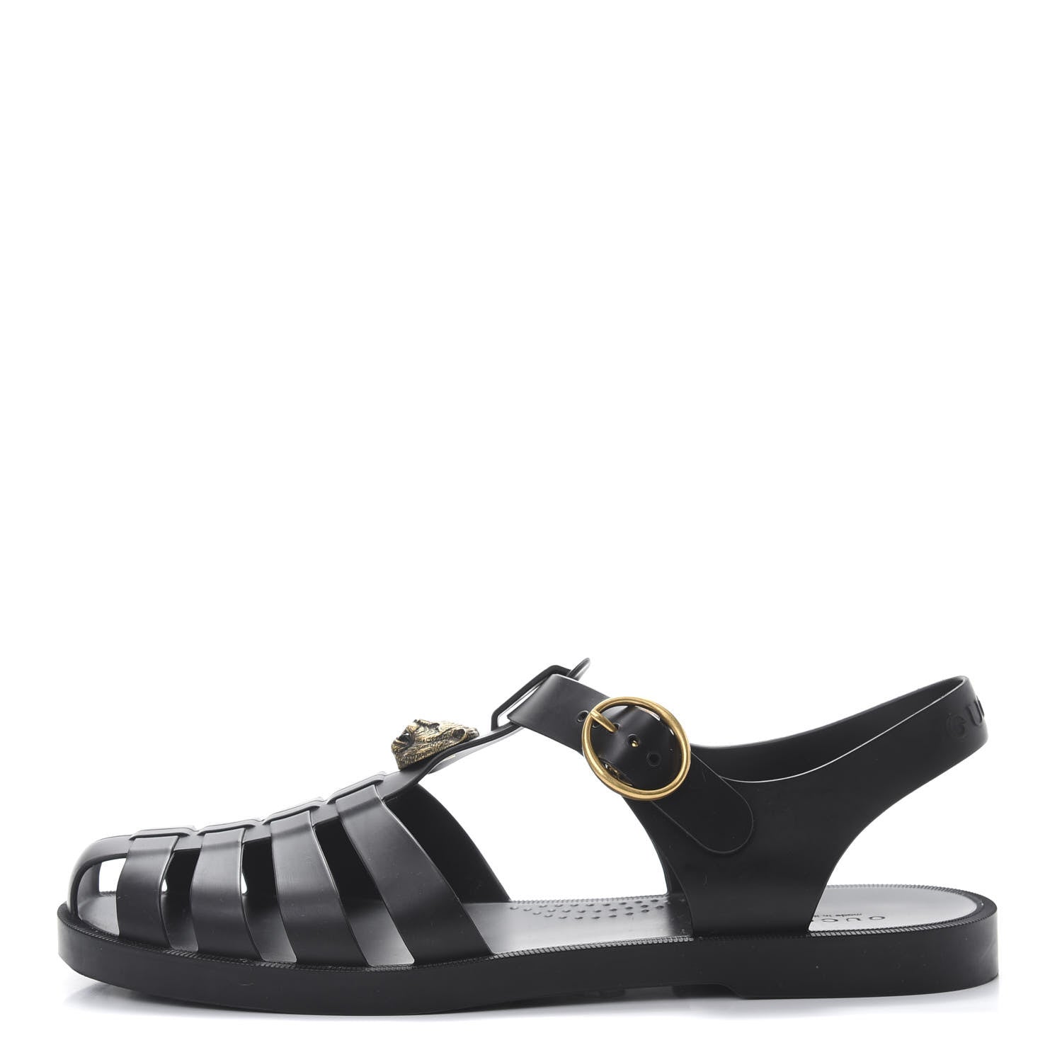 Gucci Rubber Mens Buckle Strap Sandals 8 Black 1 of 7