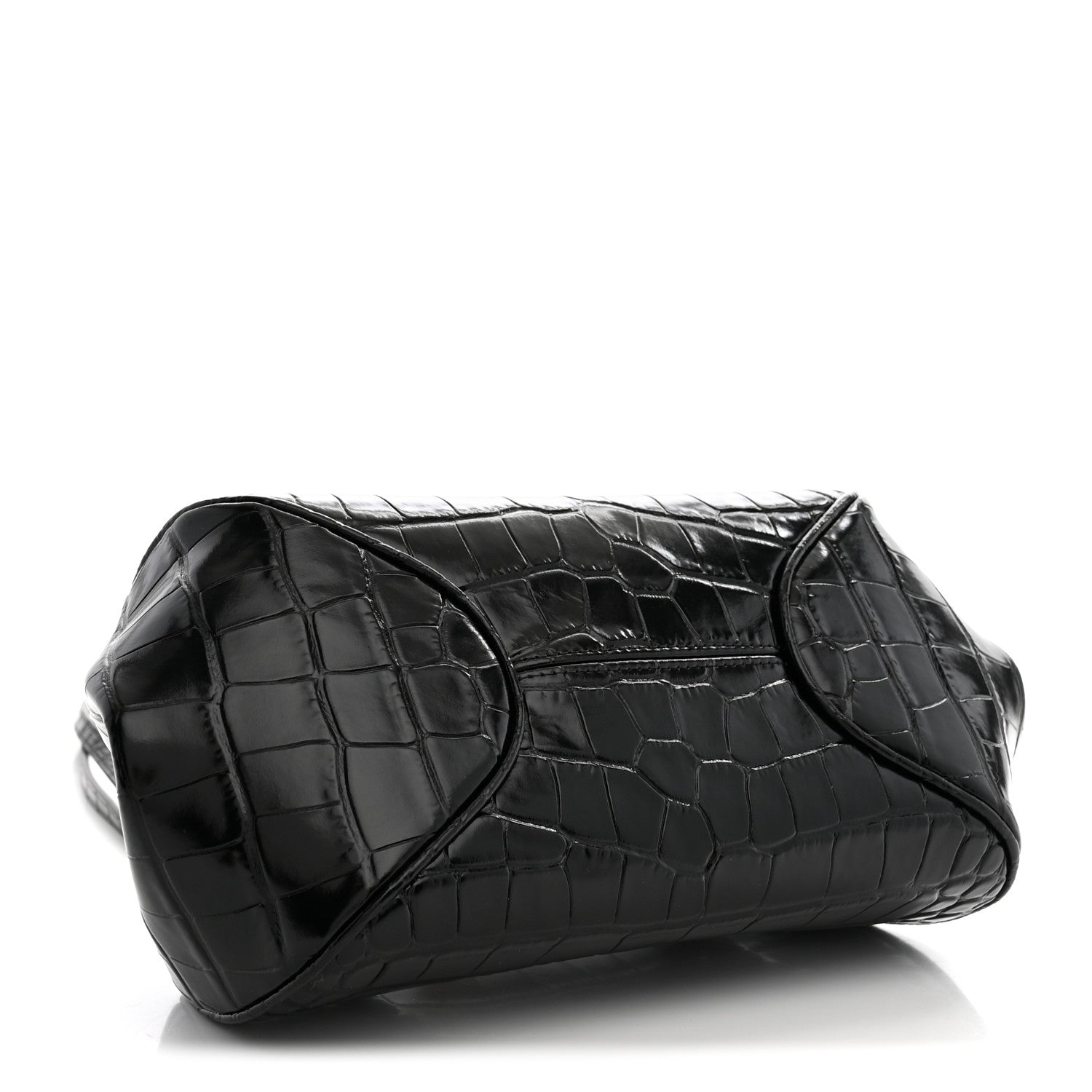 Chanel Calfskin Crocodile Embossed Pretty CC Clutch With Strap Black 4 of 11