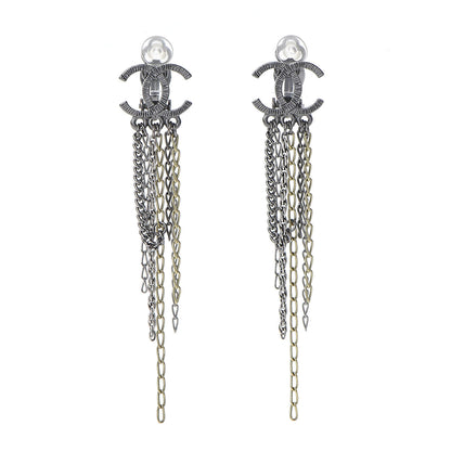 Chanel Ruthenium Chain CC Drop Clip On Earrings 1 of 4