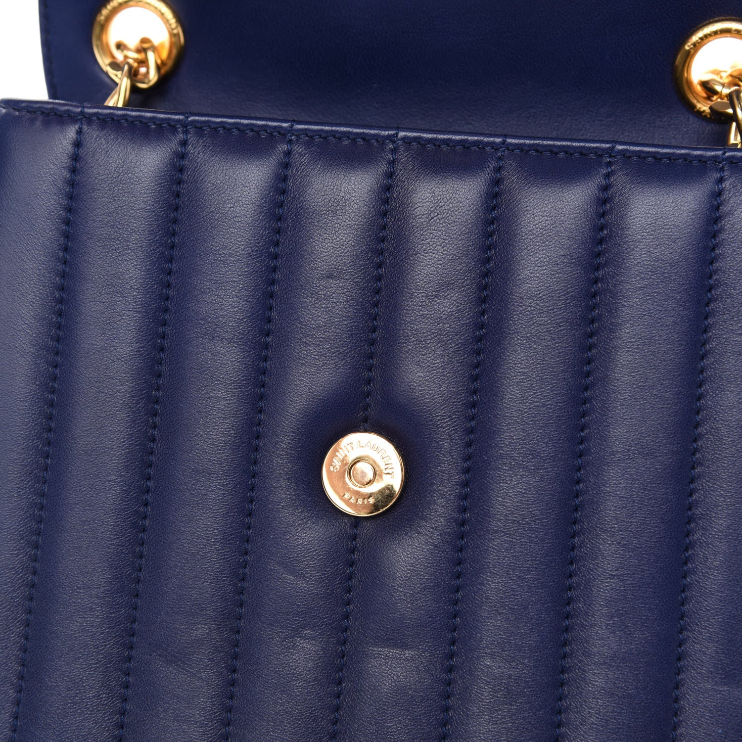 Saint Laurent Lambskin Matelasse Monogram Medium Vicky Chain Bag Blue 8 of 11