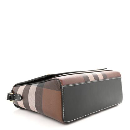 Burberry Calfskin Giant Check E-Canvas Note Crossbody Bag Dark Birch Brown 4 of 10