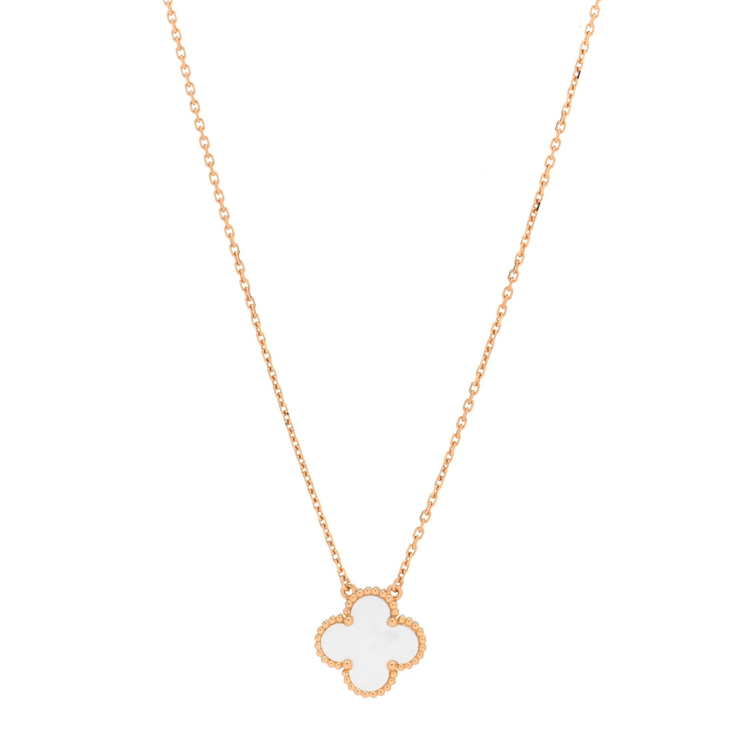 Van Cleef & Arpels 18K Yellow Gold Mother of Pearl Vintage Alhambra Pendant Necklace 1 of 6