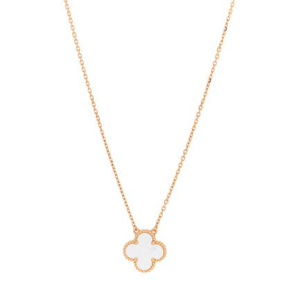 Van Cleef & Arpels 18K Yellow Gold Mother of Pearl Vintage Alhambra Pendant Necklace 1 of 6