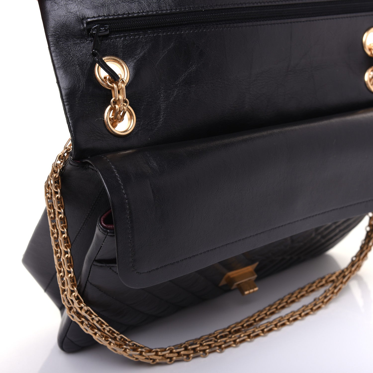 Chanel Aged Calfskin Chevron Quilted 2.55 Reissue 226 Flap Black 11 of 16