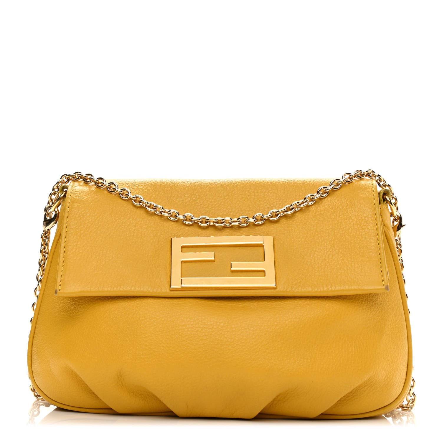 Fendi Vitello Flamingo Fendista Pouchette Crossbody Bag Yellow 1 of 10