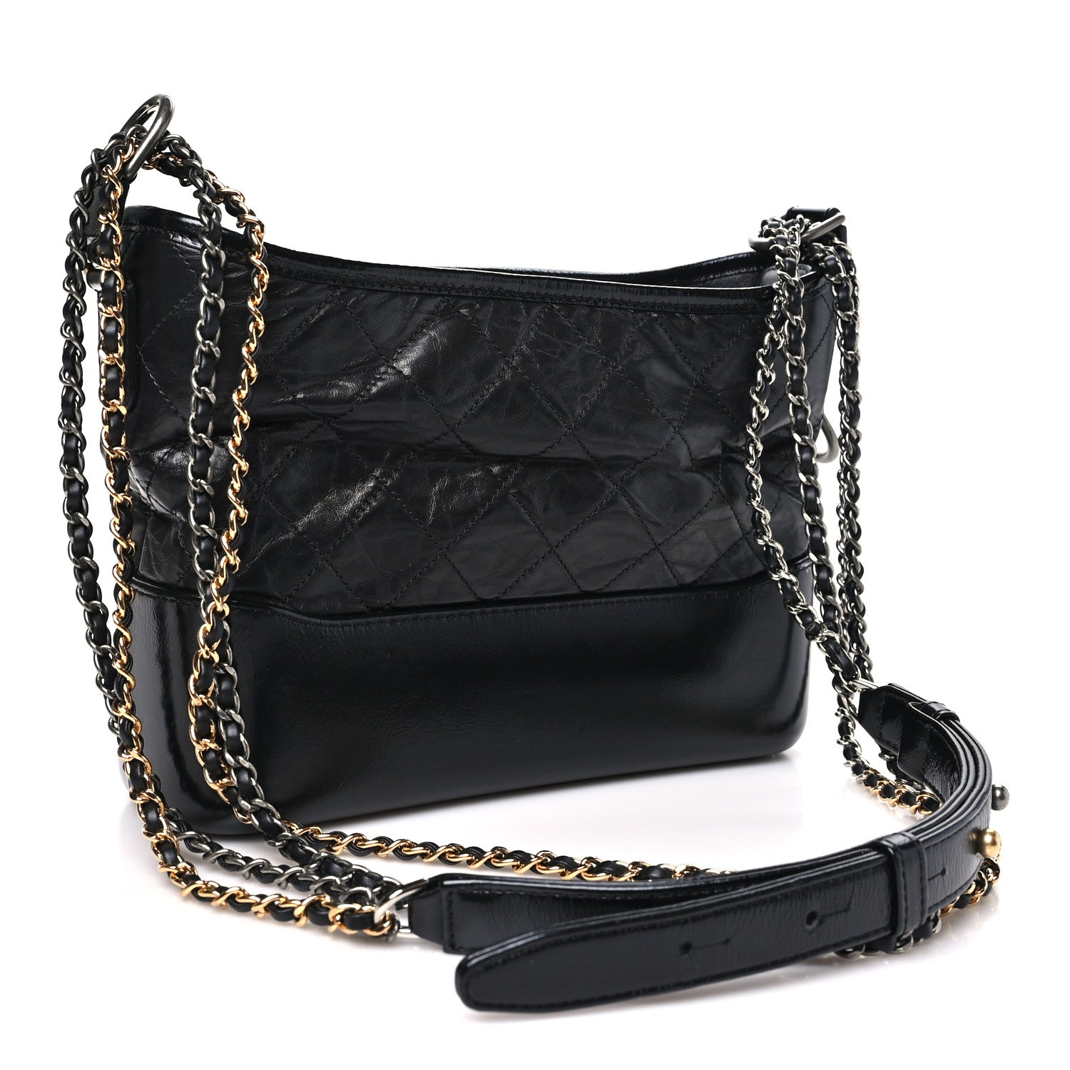 Chanel Aged Calfskin Quilted Small Gabrielle Hobo Black 3 of 11