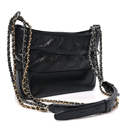 Chanel Aged Calfskin Quilted Small Gabrielle Hobo Black 3 of 11
