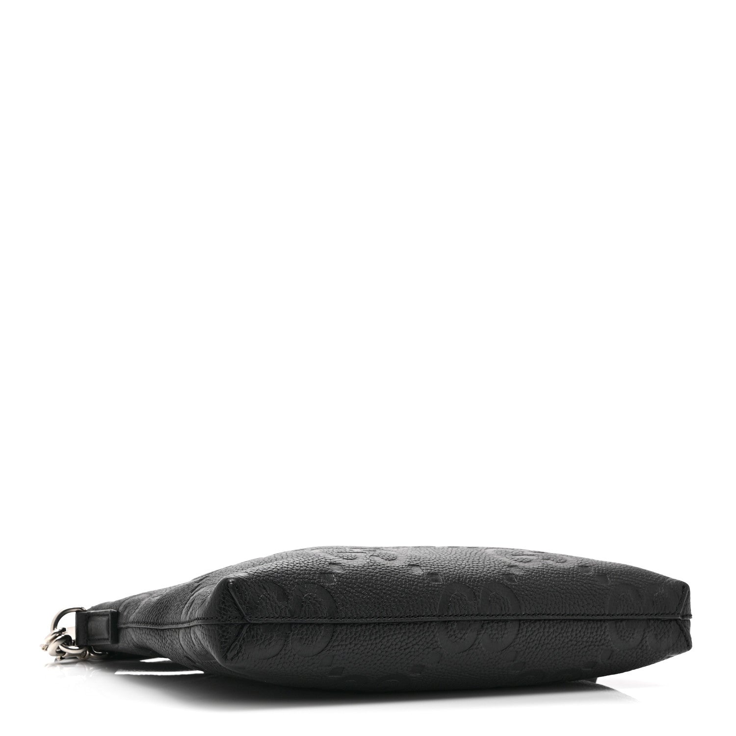 Gucci Piuma Calfskin Jumbo GG Embossed Medium Wristlet Messenger Bag Black 4 of 11