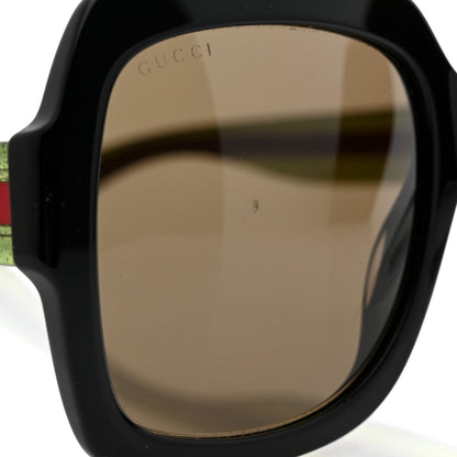 Gucci Acetate Square Frame Web Glitter Sunglasses GG0036S Black Green 8 of 9