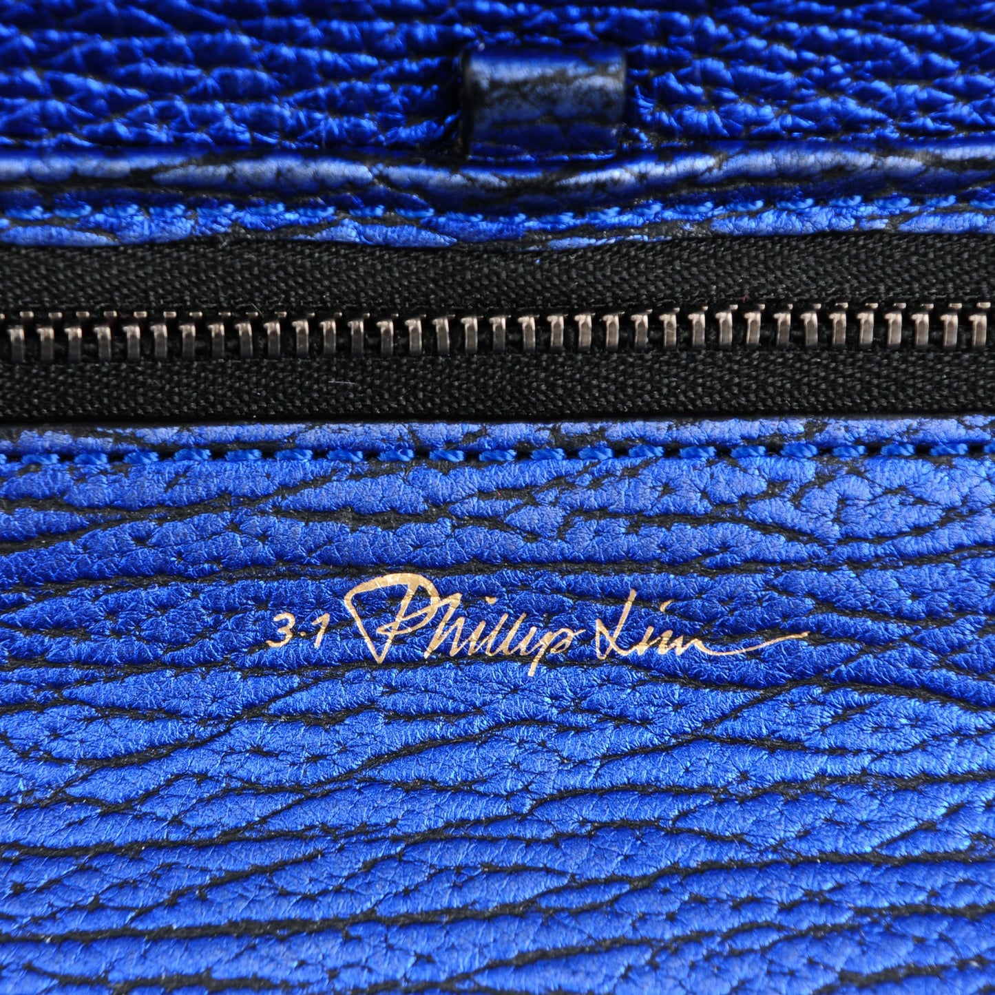 3.1 Metallic Textured Calfskin Medium Pashli Satchel Electric Blue