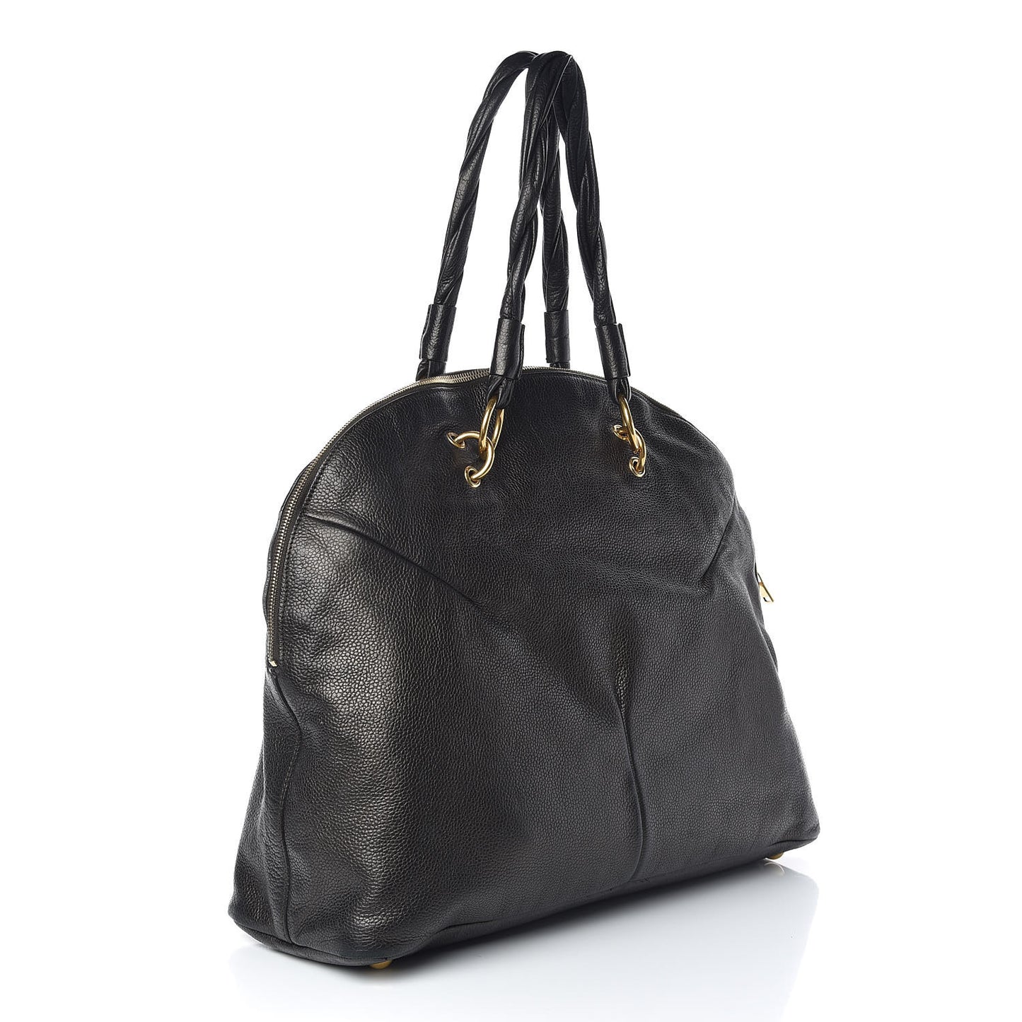 Metallic Calfskin Large Calypso Tote Grey