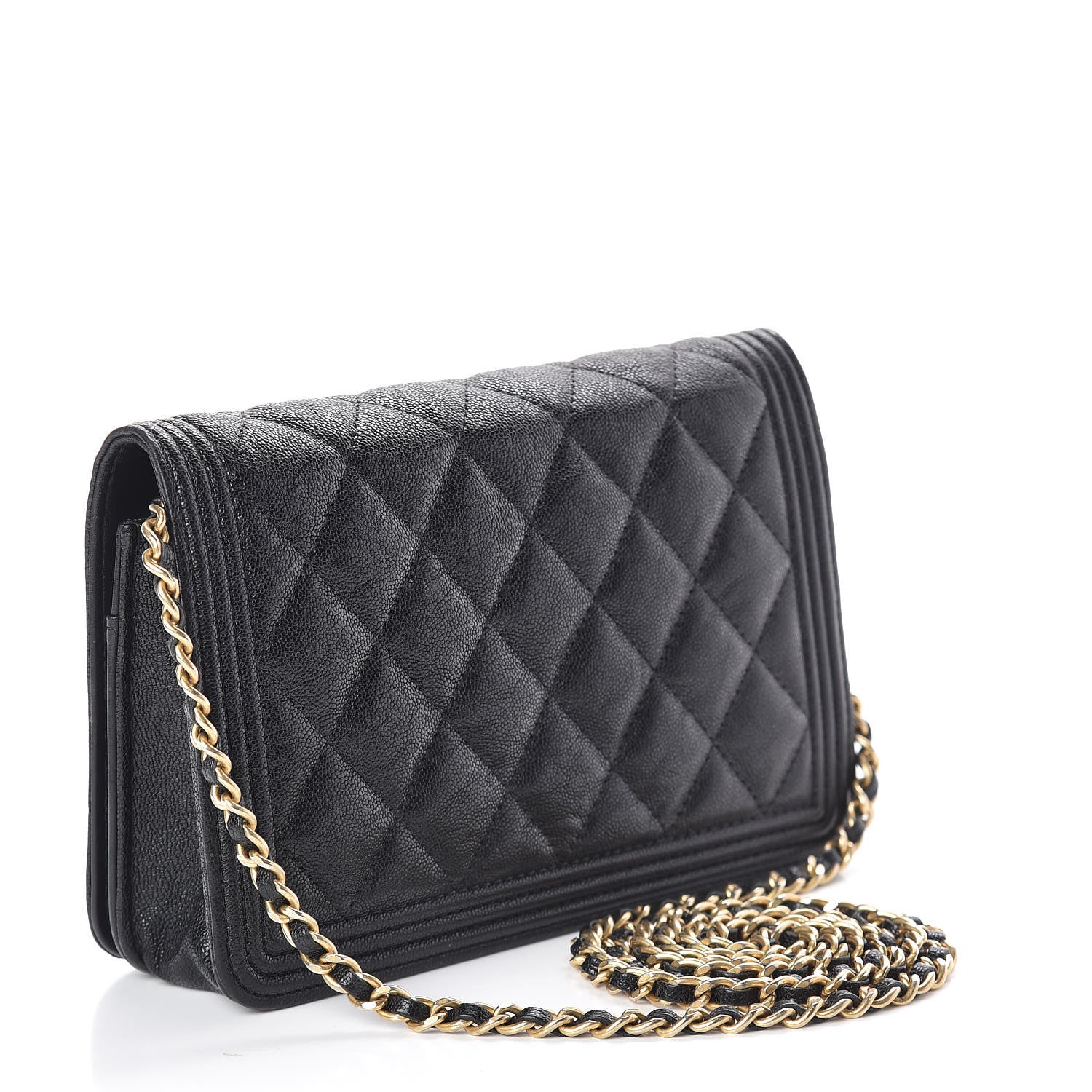 Chanel Caviar Quilted Boy Wallet On Chain WOC Black 3 of 21